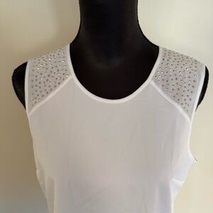 Calvin Klein Sleeveless White Top with Gold Embellishments